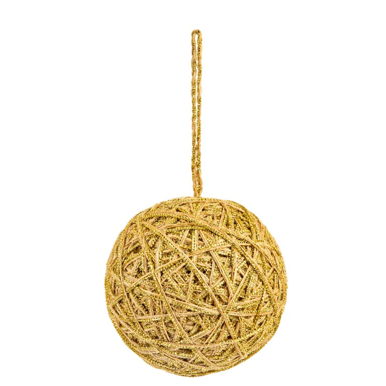 Premier Gold Jute Ball With Glitter Hanging Decoration