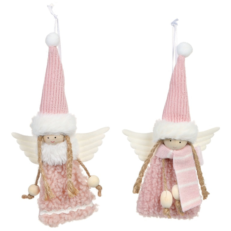 Premier Pink Knit Angel Hanging Decoration