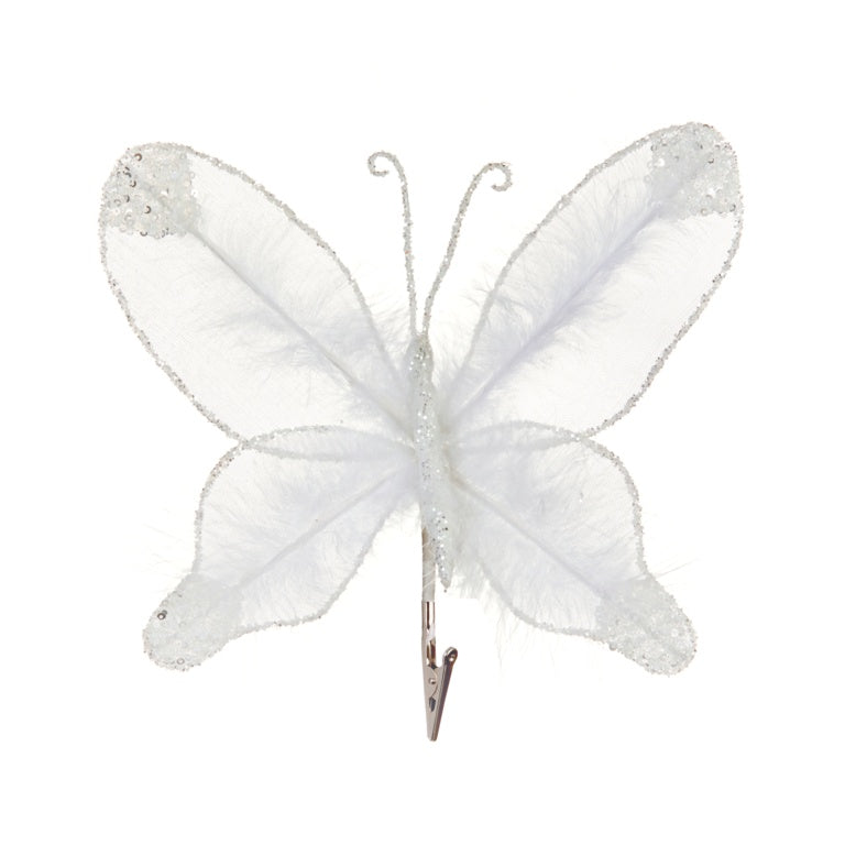 Premier White Feather Sheer Butterfly