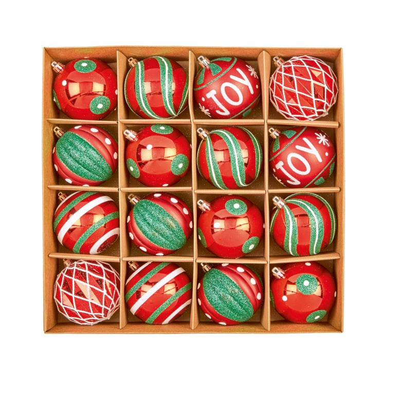 Premier 16 Piece Multi Red Green White Baubles