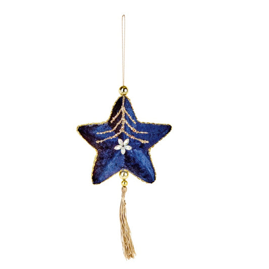 Premier Dark Blue Velvet Star W/G Tassel