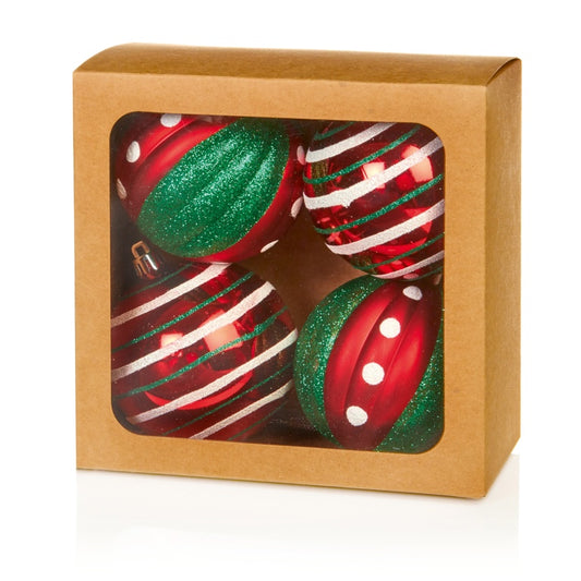 Premier 4 Piece Red Green Baubles