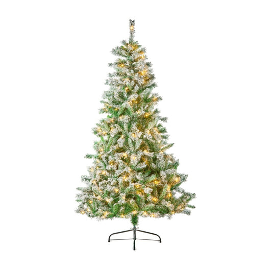 Premier Prelit Flocked Arbor Spruce