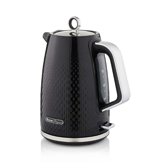 Swan Textured Jug Kettle 1.7L In Black