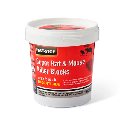 Pest-Stop Super Rat Mouse Killer Wax Block 15 x 20g