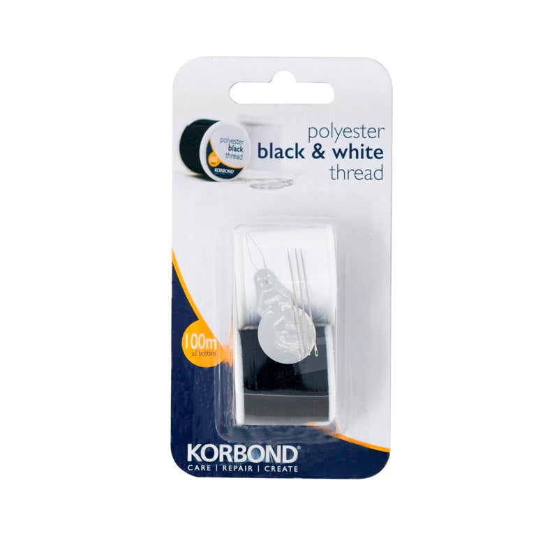 Korbond Polyester Thread Black & White