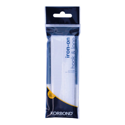 Korbond Hook & Loop Iron On White 2cm x 50cm