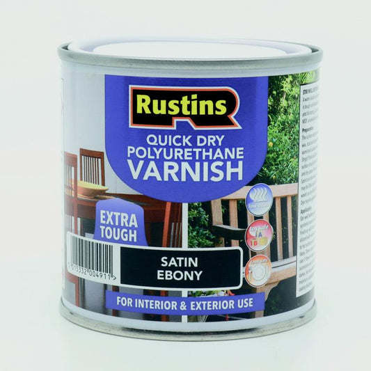 Rustins Quick Dry Poly Varnish Satin Ebony