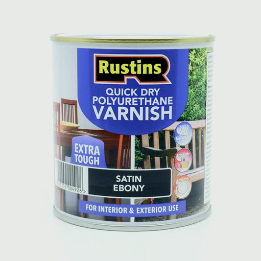 Rustins Quick Dry Poly Varnish Satin Ebony