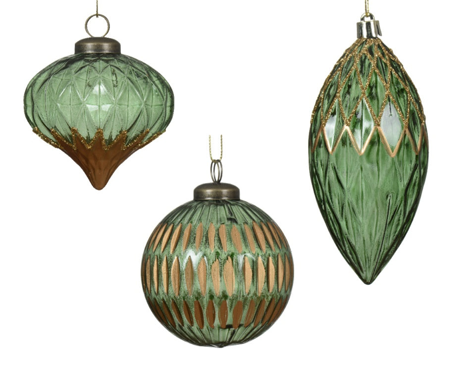 Kaemingk Baubles Assorted 8cm Pine Green