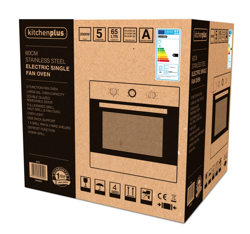 Kitchenplus Stainless Steel Electric Single Fan Oven