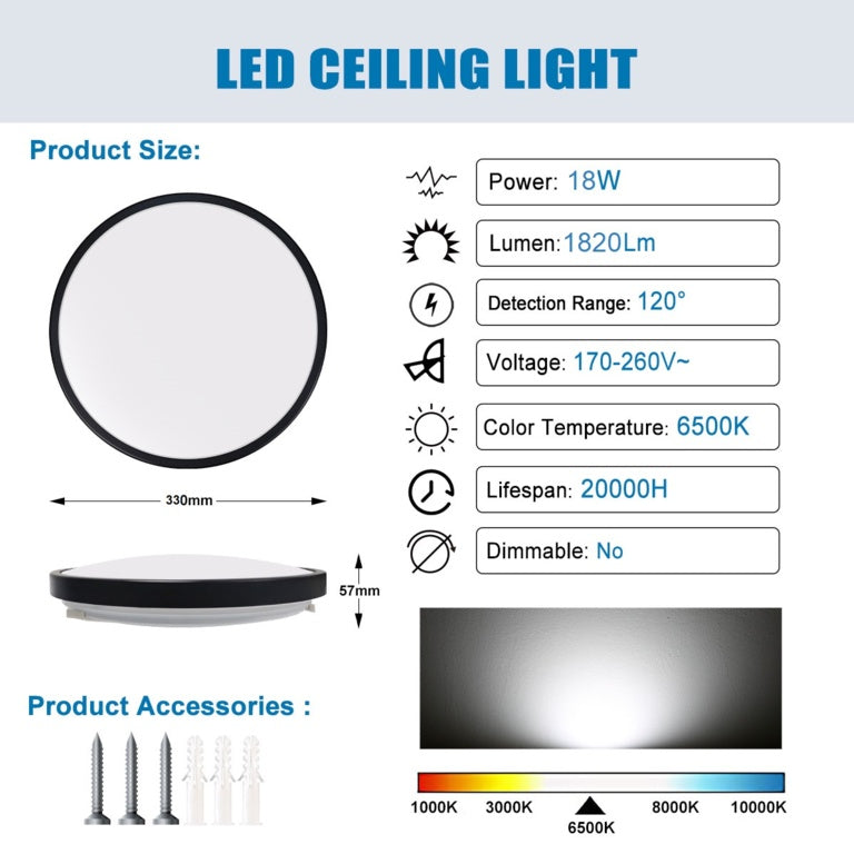 Extrastar 18W LED Bathroom Ceiling Light