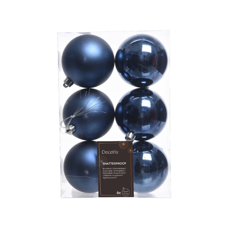 Kaemingk Shatterproof Baubles 8cm Box 6