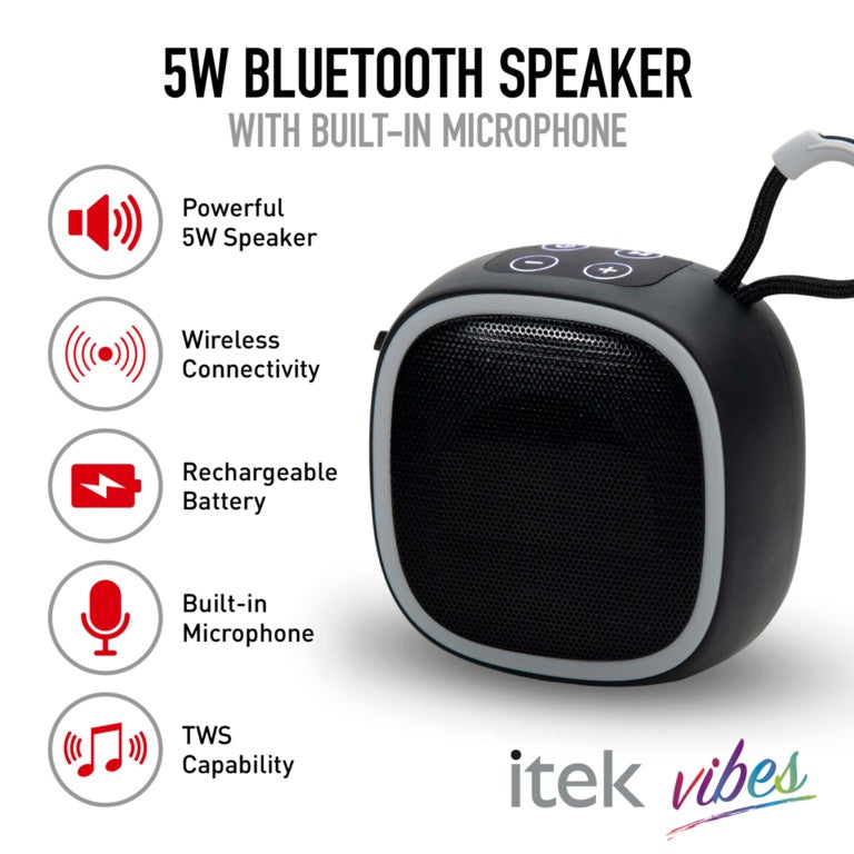 iTek Bluetooth Black Speaker & Mic (5W)