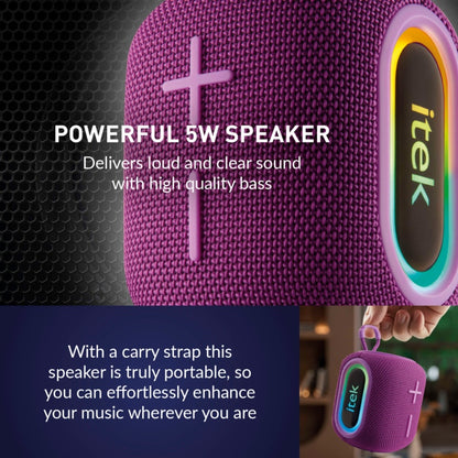 iTek Bluetooth Purple Speaker &amp; LED Lights (5W)