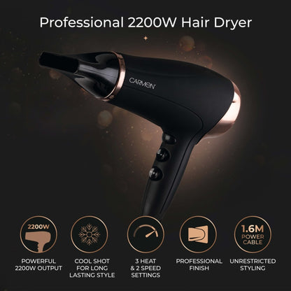 Carmen Noir 11 Travel Hair Dryer