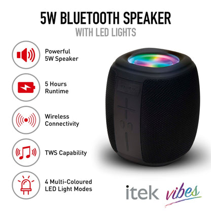 iTek Vibes Black Bluetooth Speaker (5W)