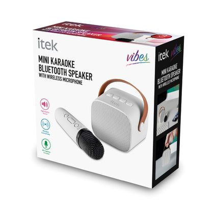 Itek White Mini Karaoke Bluetooth Speaker & Mic 5W