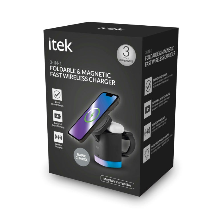 Itek 3 in 1 Foldable Fast Wireless Charger