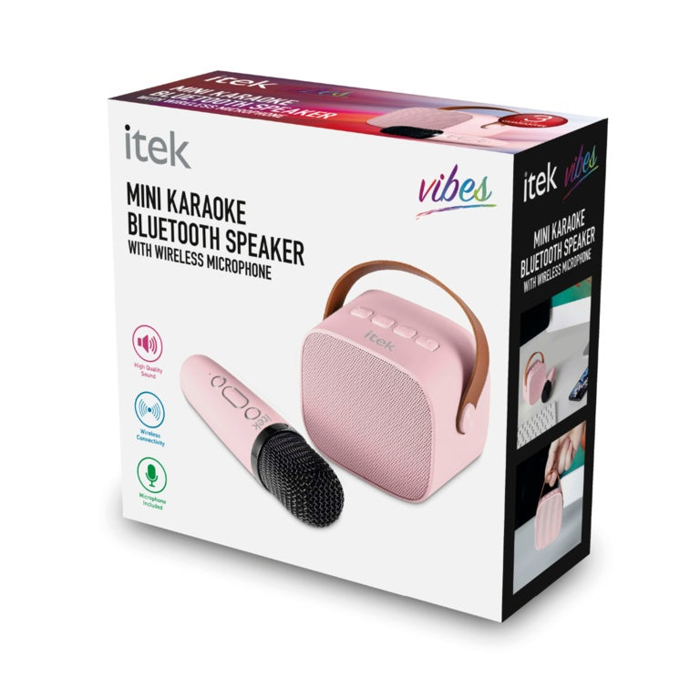 iTek Pink Mini Karaoke Bluetooth Speaker & Mic (5W)