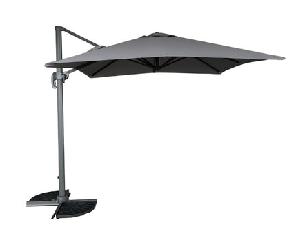 Pagoda 2.5 x 2.5m Deluxe Overhanging Square Parasol Grey