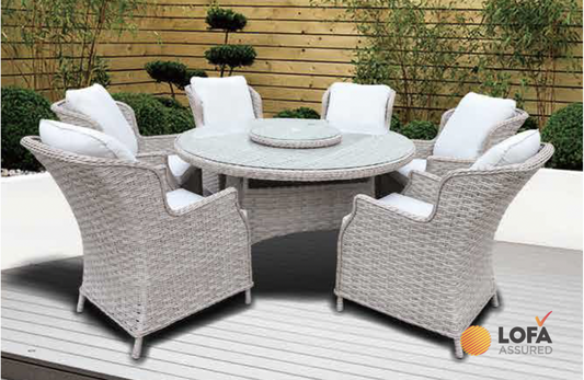 Pagoda Chambery Beige Deluxe Set With Lazy Susan 6 Seat