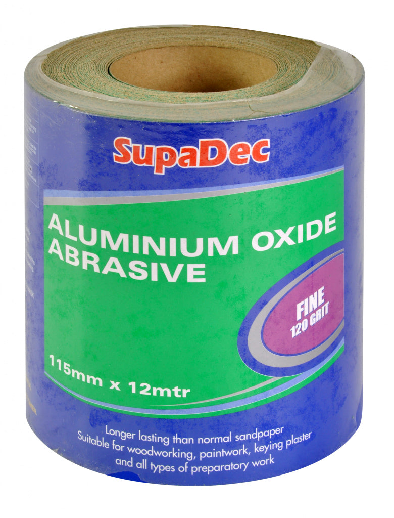 SupaDec Aluminium Oxide Roll Fine Grade, 120 Grit, 12m