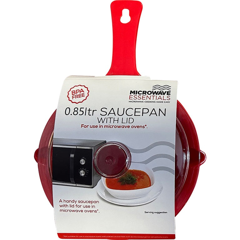 Microwave Essentials Large Red Saucepan & Lid 0.85L