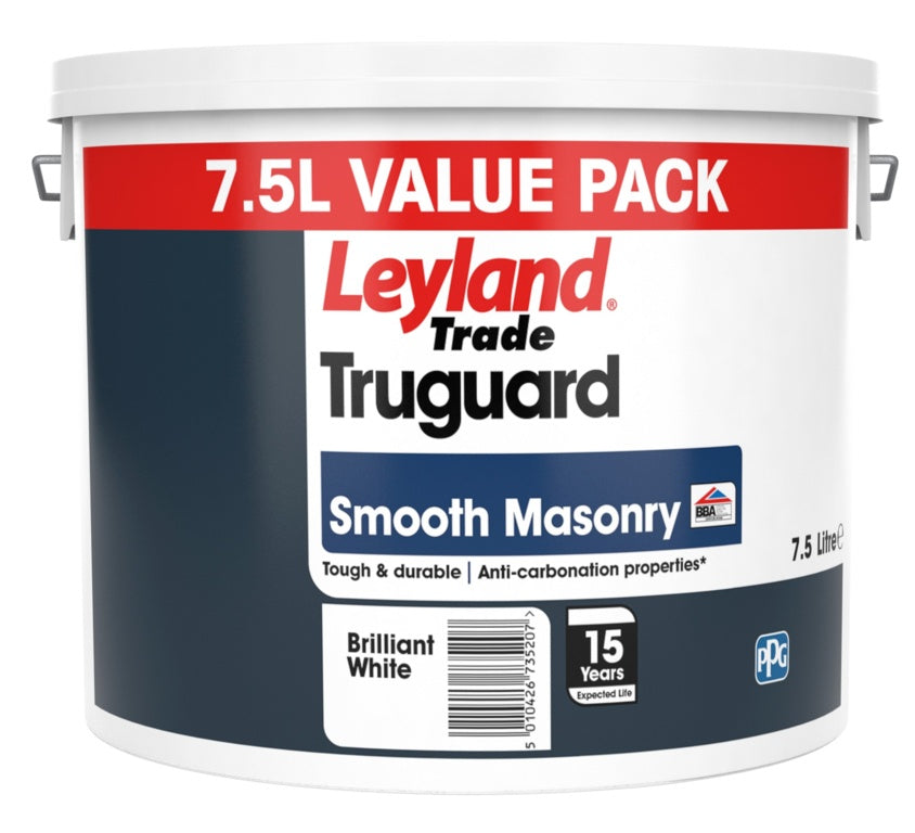 Leyland Trade Truguard Masonry Paint 7.5L Brilliant White