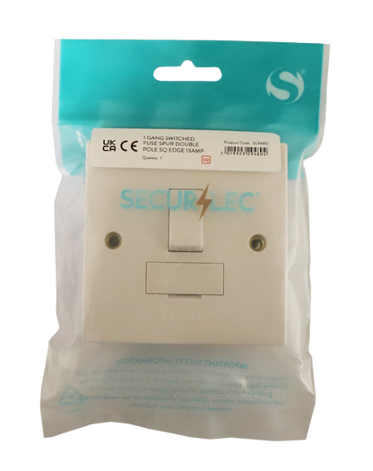 Securlec Square 1 Gang Socket Fuse Spur Double Pole Square Edge