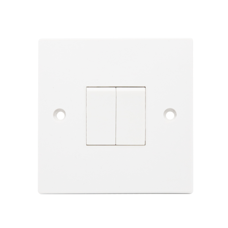 Securlec Square 2 Gang 2 Way Light Switch Square Edge