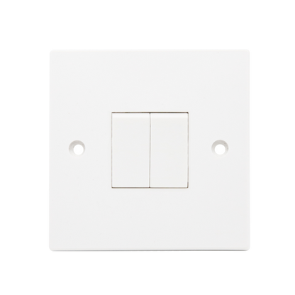 Securlec Square 2 Gang 2 Way Light Switch Square Edge
