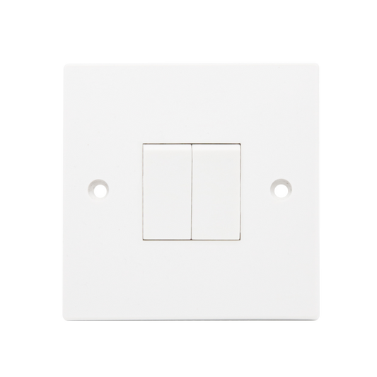 Securlec Square 2 Gang 2 Way Light Switch Square Edge