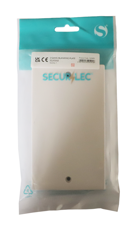 Securlec 2 Gang Blanking Plate Square Edge