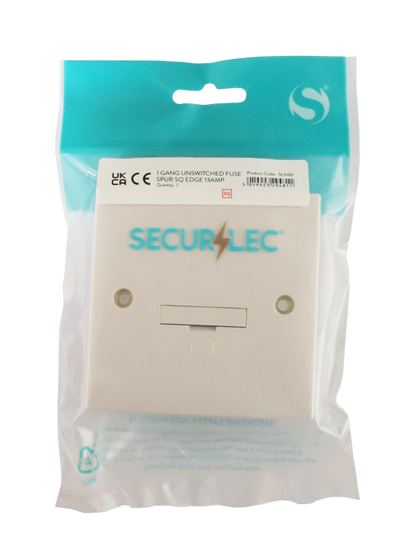 Securlec Square 1 Gang Unswitched Fused Spur Square Edge