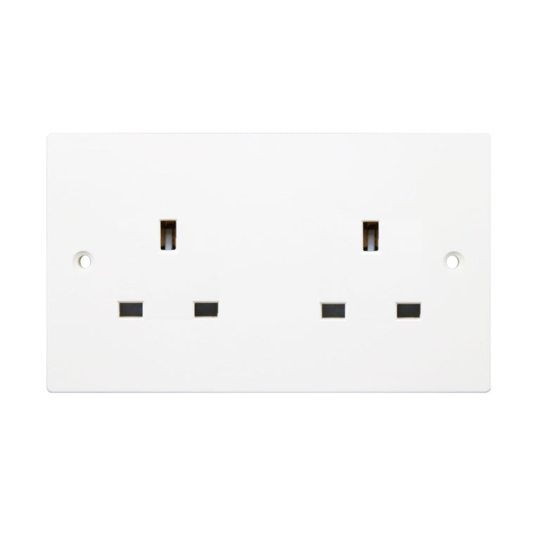 Securlec 2 Gang Unswitched Socket Square Edge