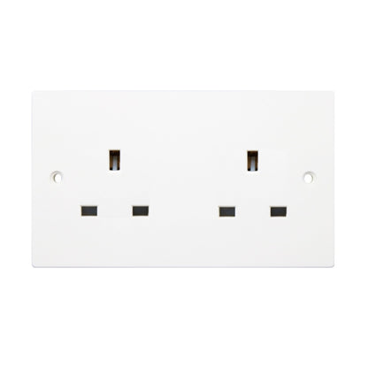 Securlec 2 Gang Unswitched Socket Square Edge