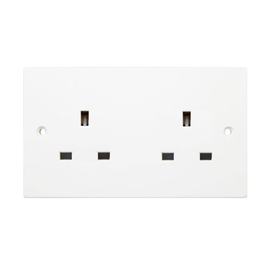 Securlec 2 Gang Unswitched Socket Square Edge