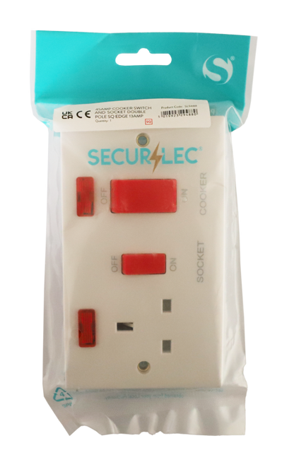 Securlec Square Cooker Switch & Socket Double Pole Square Edge