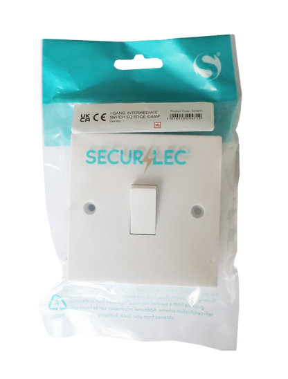 Securlec 1 Gang Intermediate Switch Square Edge