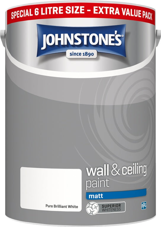 Johnstone's Mur et Plafond Mat 6L Blanc Brillant