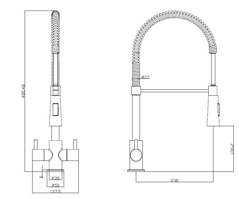 Reginox Titania Chrome Dual Lever Chef Mixer Tap