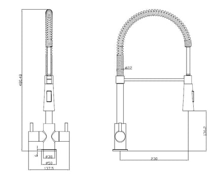 Reginox Titania Matt Black Dual Lever Chef Mixer Tap
