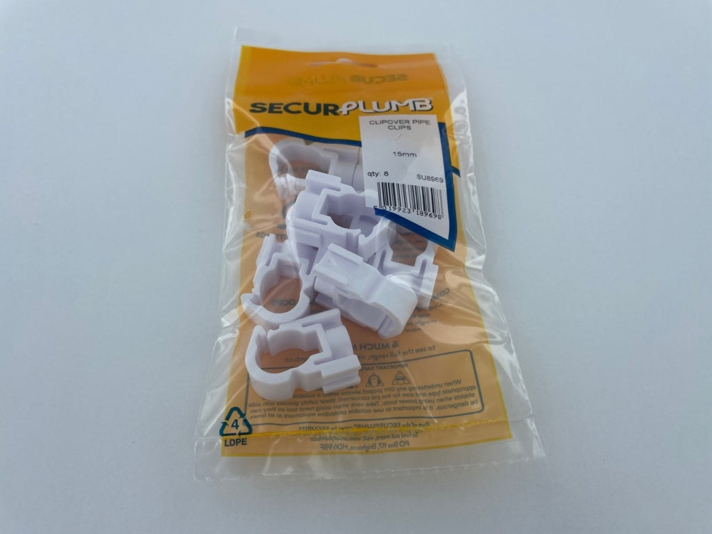 Securplumb Clipover Pipe Clips 15mm Pack 8