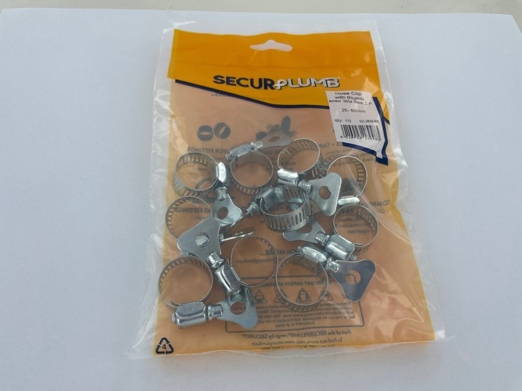Securplumb Hose Clip Thumb Screw 25-50mm Pack 10