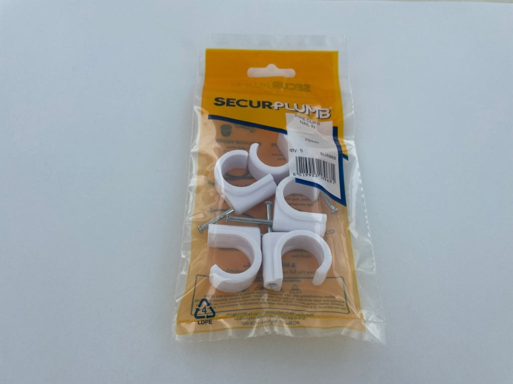 Securplumb Pipe Clips Nail In 22mm Pack 5