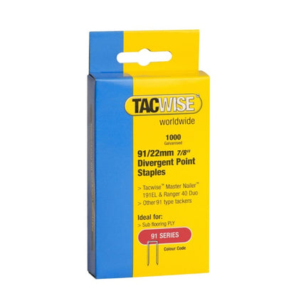 Tacwise Divergent Point Crown Staples 91/22mm Pack 1000