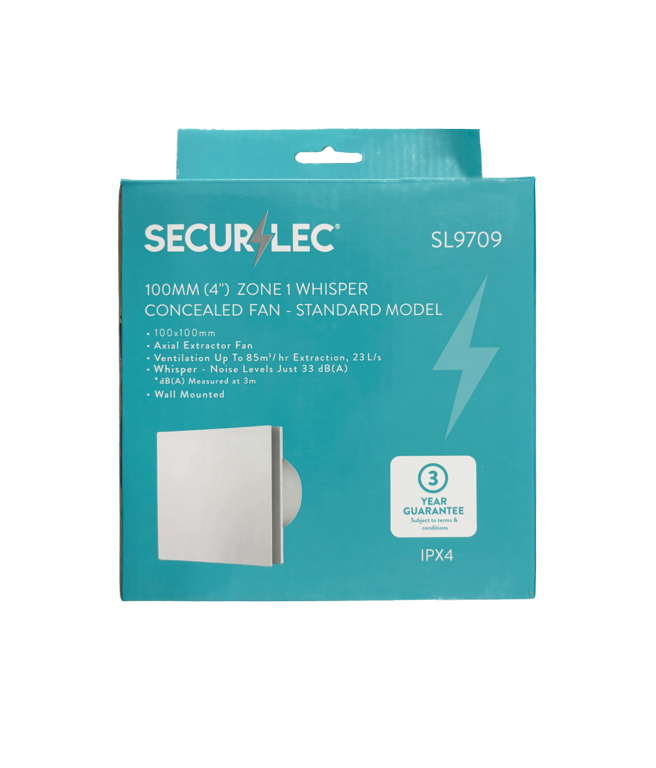Securlec Zone 1 Whisper Concealed Fan Standard 100mm 4"