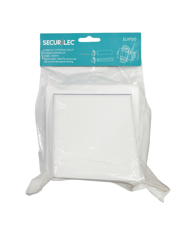 Securlec External Multi Fit Weatherproof Cowl White 100mm 4"