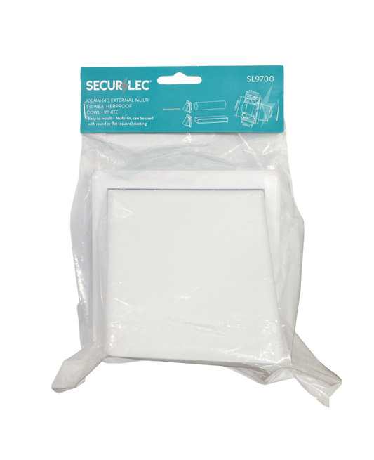 Securlec External Multi Fit Weatherproof Cowl White 100mm 4"